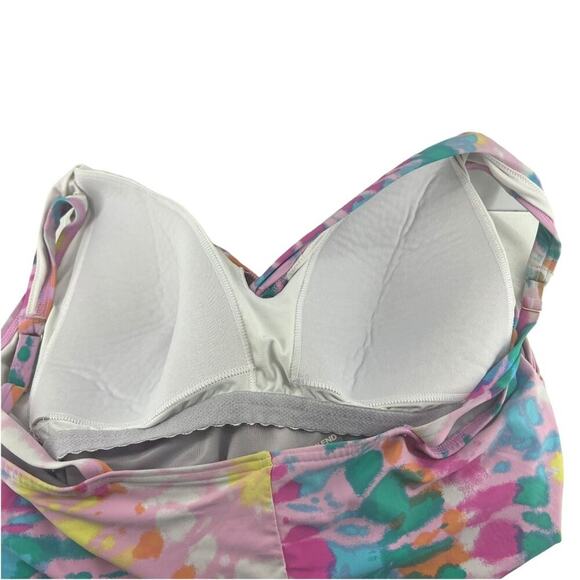 Lands' End Women's Multicolor Tie Dye V-Neck Twist Front Swimsuit Size 18 - Picture 2 of 5